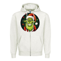 Oatmeal Heather Grinch Zipper Hoodie - Unal Design
