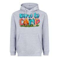Heather Grey born to camp Heavyweight Hoodie - Zillion Design Studio