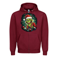 Burgundy Grinch Zipper Hoodie - Unal Design