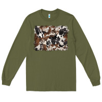 Army Green black and brown cowhide background Long Sleeve Tee - BarkalooDesign