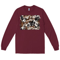 Burgundy black and brown cowhide background Long Sleeve Tee - BarkalooDesign