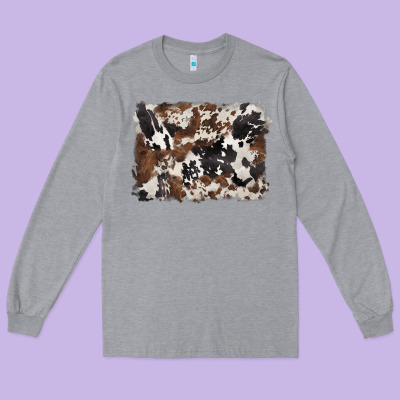 Black And Brown Cowhide Background Long Sleeve Tee Designed By Barkaloodesign