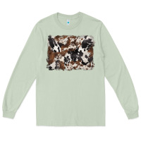 Matcha black and brown cowhide background Long Sleeve Tee - BarkalooDesign