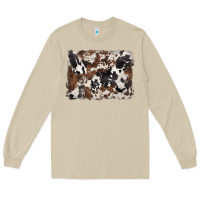 Mushroom black and brown cowhide background Long Sleeve Tee - BarkalooDesign