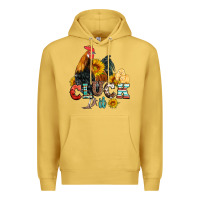 Antique Gold cluck it coop animals hen and chick aztec serape leopard Premium Hoodie - Artiststas