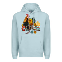 Blue Mist cluck it coop animals hen and chick aztec serape leopard Premium Hoodie - Artiststas