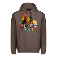 Coffee cluck it coop animals hen and chick aztec serape leopard Premium Hoodie - Artiststas