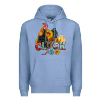 Colony Blue cluck it coop animals hen and chick aztec serape leopard Premium Hoodie - Artiststas