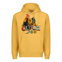 Mustard cluck it coop animals hen and chick aztec serape leopard Premium Hoodie - Artiststas