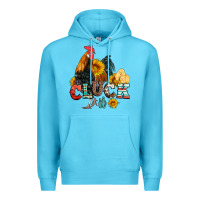 Ocean Blue cluck it coop animals hen and chick aztec serape leopard Premium Hoodie - Artiststas