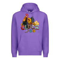Purple cluck it coop animals hen and chick aztec serape leopard Premium Hoodie - Artiststas