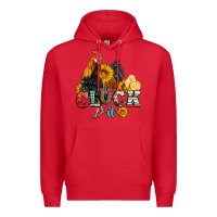 Red cluck it coop animals hen and chick aztec serape leopard Premium Hoodie - Artiststas