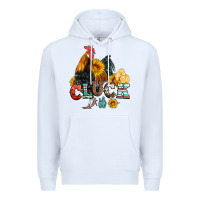 White cluck it coop animals hen and chick aztec serape leopard Premium Hoodie - Artiststas