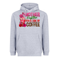 Heather Grey mother hustler wt a side of coffee Heavyweight Hoodie - texasbilliewilder