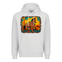 Can't Be Tamed Horse With Sunflowers Turquoise Gemstone Western Sunset Premium Hoodie | Teevron