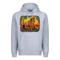 Heather Grey can't be tamed horse with sunflowers turquoise gemstone western sunset Premium Hoodie - Artiststas