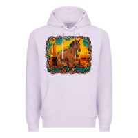Lilac can't be tamed horse with sunflowers turquoise gemstone western sunset Premium Hoodie - Artiststas