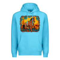 Ocean Blue can't be tamed horse with sunflowers turquoise gemstone western sunset Premium Hoodie - Artiststas
