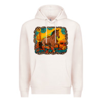 Pale Pink can't be tamed horse with sunflowers turquoise gemstone western sunset Premium Hoodie - Artiststas