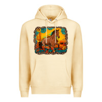 Pina Colada can't be tamed horse with sunflowers turquoise gemstone western sunset Premium Hoodie - Artiststas
