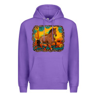 Purple can't be tamed horse with sunflowers turquoise gemstone western sunset Premium Hoodie - Artiststas
