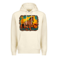 Sandshell can't be tamed horse with sunflowers turquoise gemstone western sunset Premium Hoodie - Artiststas