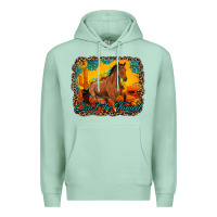 Seafoam can't be tamed horse with sunflowers turquoise gemstone western sunset Premium Hoodie - Artiststas