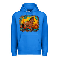 True Royal can't be tamed horse with sunflowers turquoise gemstone western sunset Premium Hoodie - Artiststas