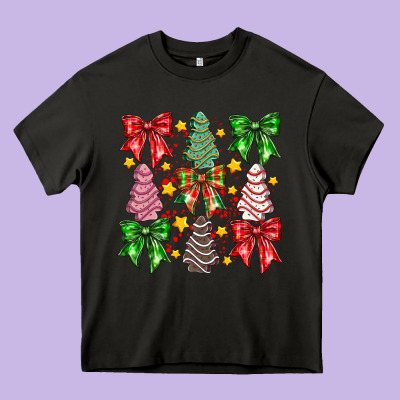 Christmas Cake Bow Heavy Core Tee Designed By Cowhidedigitalart