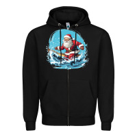 Black happy santa Zipper Hoodie - Unal Design