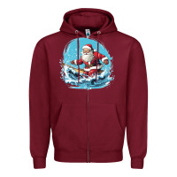Burgundy happy santa Zipper Hoodie - Unal Design