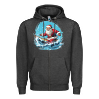 Charcoal Heather happy santa Zipper Hoodie - Unal Design