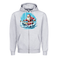 Heather Grey happy santa Zipper Hoodie - Unal Design