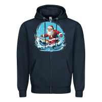 Navy happy santa Zipper Hoodie - Unal Design
