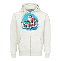 Oatmeal Heather happy santa Zipper Hoodie - Unal Design