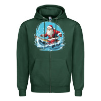 Sports Green happy santa Zipper Hoodie - Unal Design