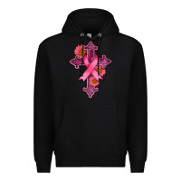 Black breast cancer cross Premium Hoodie - AdoDesignShop