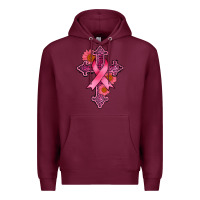 Burgundy breast cancer cross Premium Hoodie - AdoDesignShop