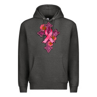 Charcoal Heather breast cancer cross Premium Hoodie - AdoDesignShop