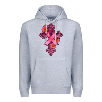 Heather Grey breast cancer cross Premium Hoodie - AdoDesignShop