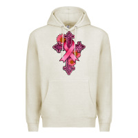 Oatmeal Heather breast cancer cross Premium Hoodie - AdoDesignShop