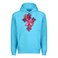 Ocean Blue breast cancer cross Premium Hoodie - AdoDesignShop