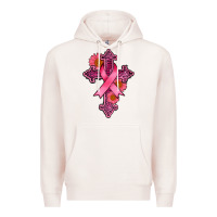 Pale Pink breast cancer cross Premium Hoodie - AdoDesignShop