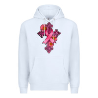 White breast cancer cross Premium Hoodie - AdoDesignShop