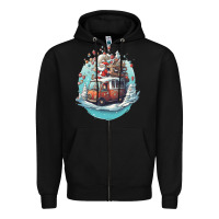 Black happy santa Zipper Hoodie - Unal Design