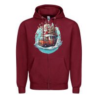 Burgundy happy santa Zipper Hoodie - Unal Design