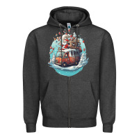 Charcoal Heather happy santa Zipper Hoodie - Unal Design