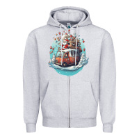 Heather Grey happy santa Zipper Hoodie - Unal Design