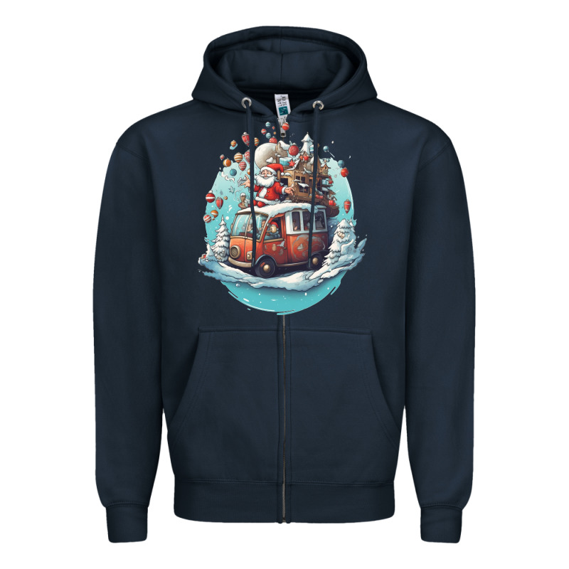 Happy Santa Zipper Hoodie by Unal Design | Teevron