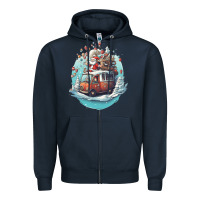 Navy happy santa Zipper Hoodie - Unal Design